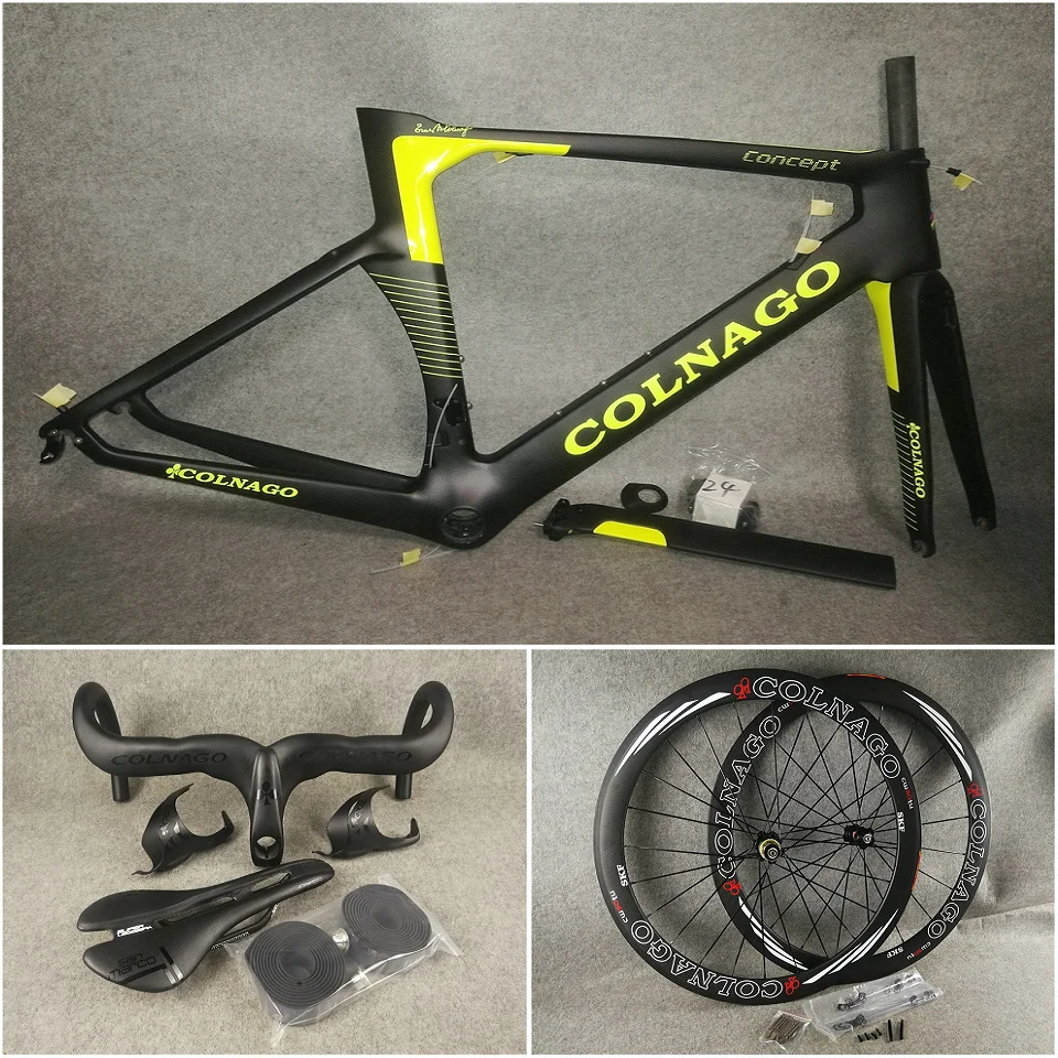 Черные желтые Fluo T1000 UD Colnago CONCEPT карбоновые шоссейные рамы руль седло для бутылки