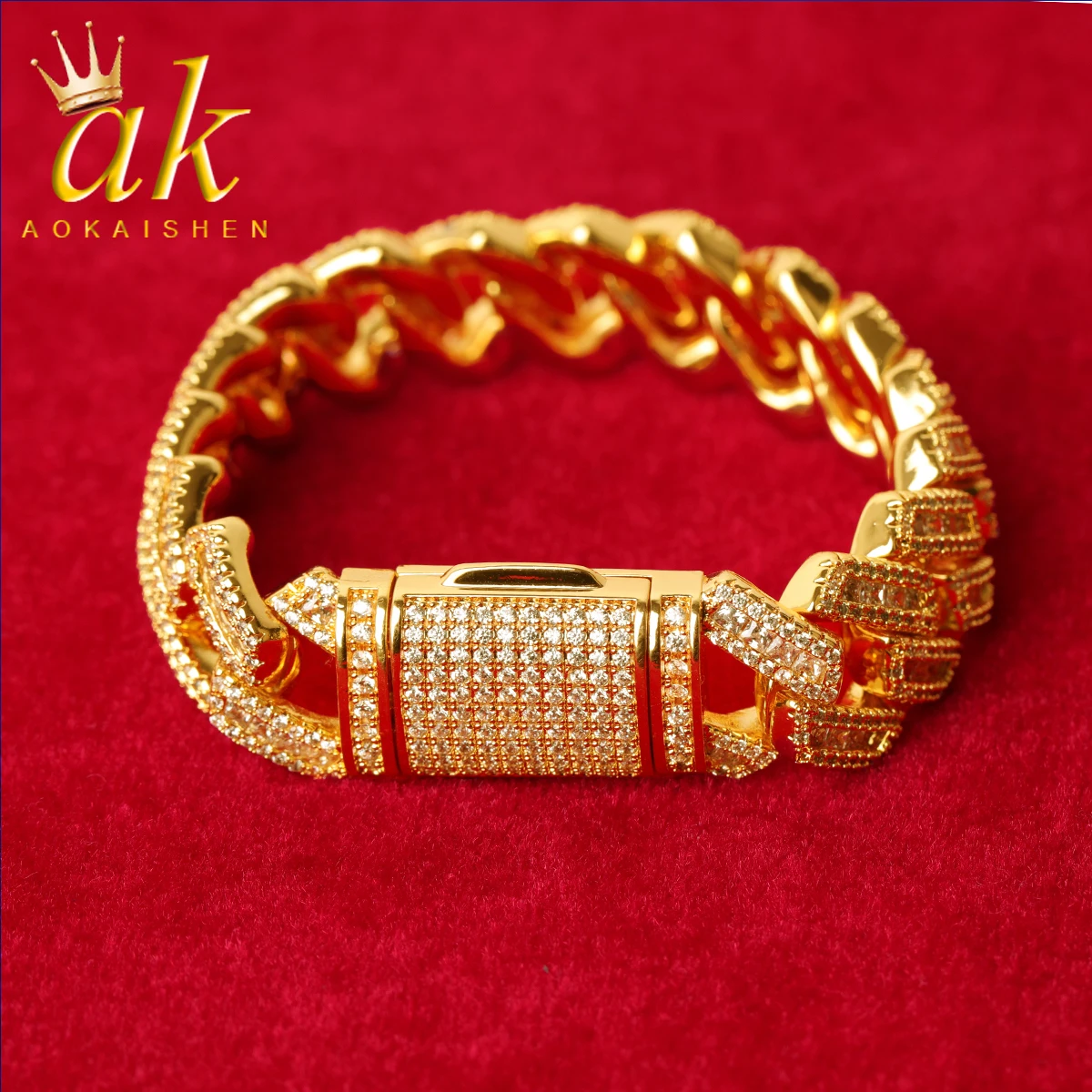 

Мужской браслет Aokaishen из кубинской сетки, из натуральной меди, острый, в стиле хип-хоп, Подарочная бижутерия, 2022