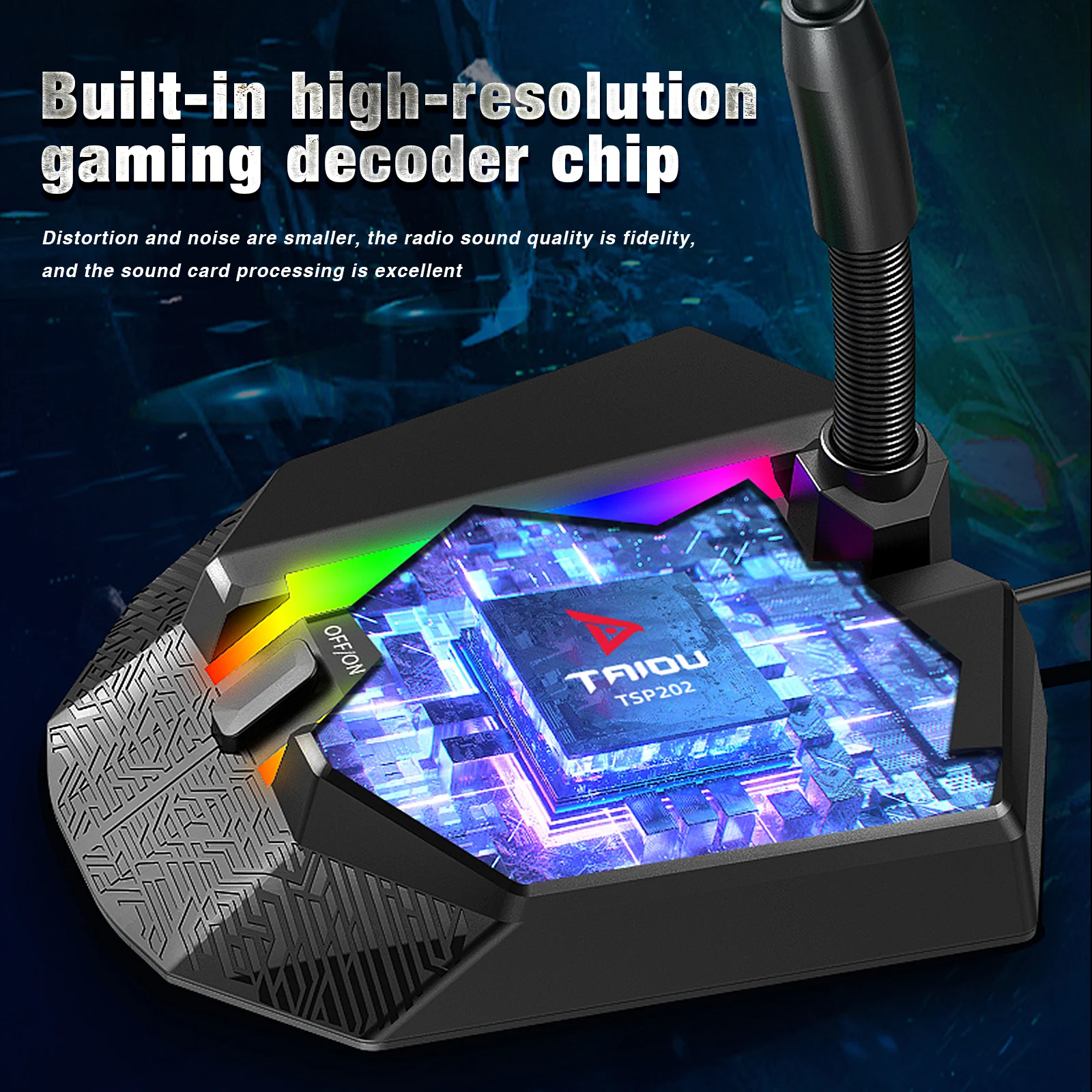 USB микрофон для компьютера 360 ° всенаправленный с RGB подсветкой подключи и работай