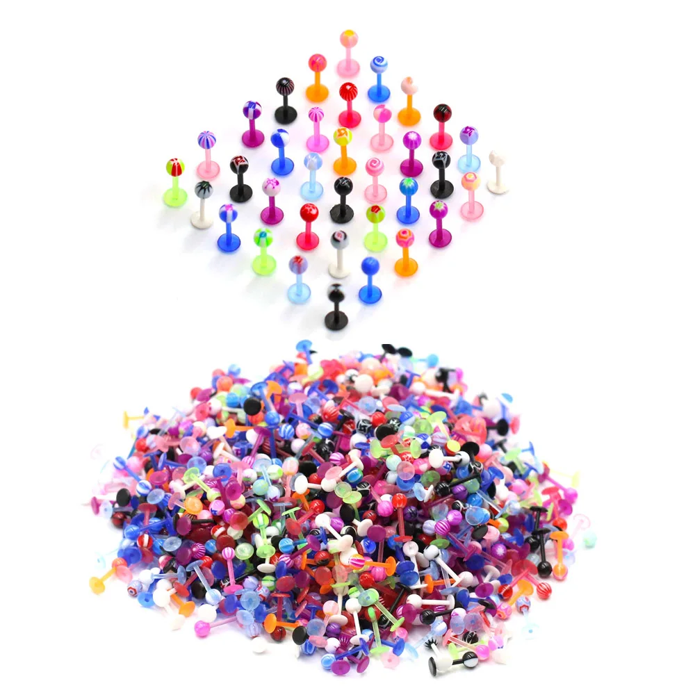 Wholesale 5 Pcs/lot Lip Ball Acrylic Labret Bar Rings Stud Tragus Cartilage Ear Piercing Sexy Body Jewelry Women Accessories | Украшения и