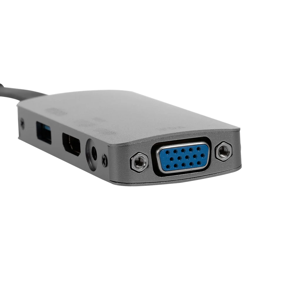 Конвертер USB 3,1 3,0 type-C для HD VGA USB 2,0 с аудиоразъемом для ПК, ноутбука, ТВ-проектора, серый VGA+ аудио+ HD видео