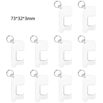 

10Pcs Blank Sublimation Heat Transfer Keyring Zero Touch Hand Free MDF Key Chain 28GA