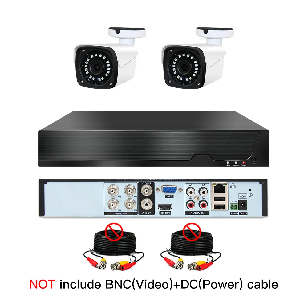 2ch 1080P AHD комплекты системы видеонаблюдения CCTV безопасности Гибридный DVR наружная металлическая пуля AHD камера видеонаблюдения P2P XMEYE 2MP комплекты - Цвет: without cable
