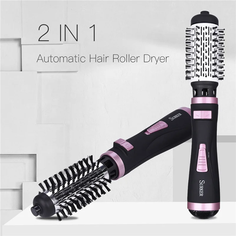 Online 2 In 1 Rotierende Bürste Hot Air Styler Kamm Curling Eisen Rolle Styling Pinsel Haar Trockner Schlag Mit Düsen 2 geschwindigkeit   3 Wärme Einstellung