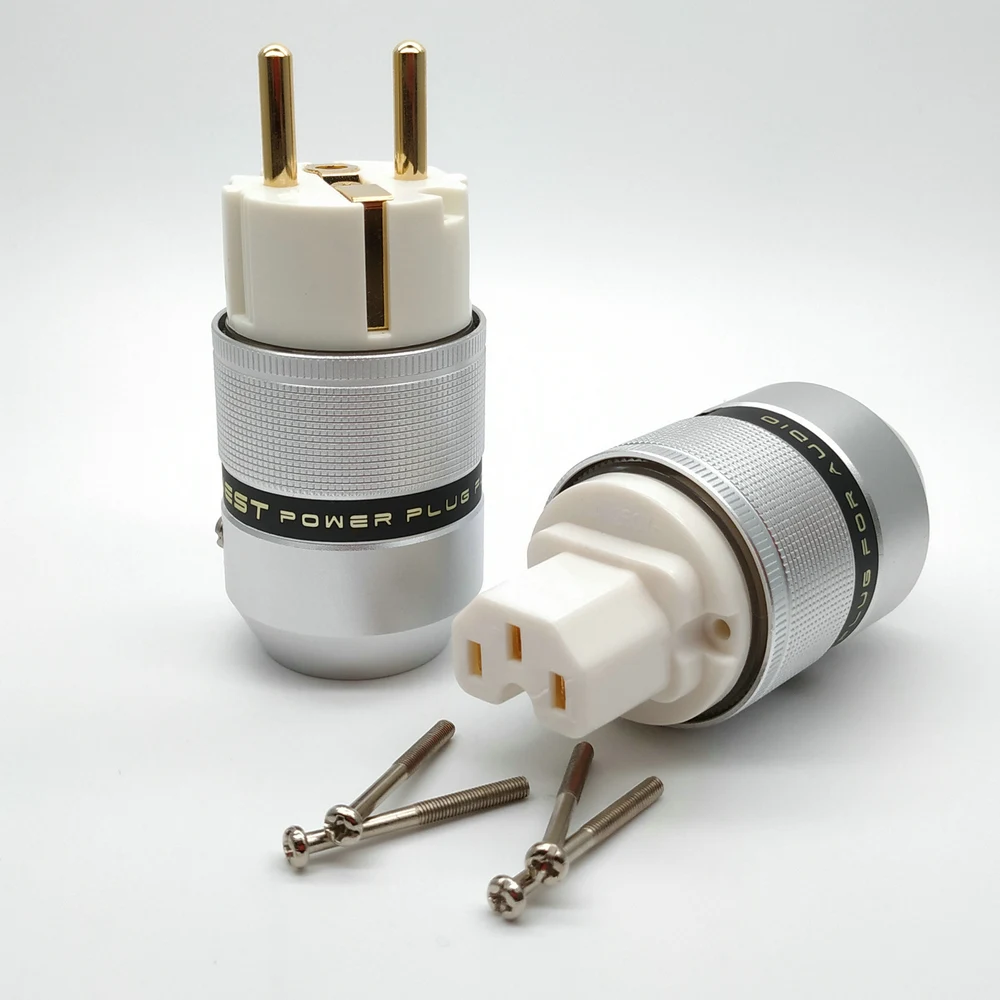 SONARQUEST Алюминий сплав E25-G(Ш) C25-G(Ш) Высококачественные золото покрытием; Большие европейские Schuko EU Мощность Plug& разъем IEC для Hi-Fi усилитель