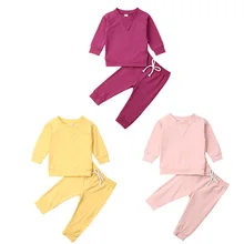 Прямая, осенний спортивный костюм из 2 предметов для новорожденных девочек и мальчиков однотонный топ с длинными рукавами+ длинные штаны, комплект одежды, толстовка