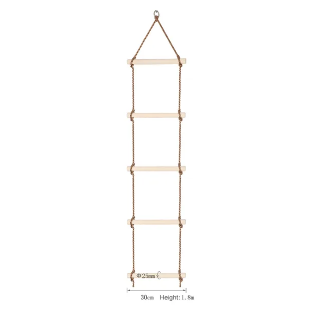 Wooden Rope Ladder Kids Fitness Toy Multi Rungs Climbing Game Toy Outdoor Training Activity Safe Sports Rope Swing Swivel Rotary 3