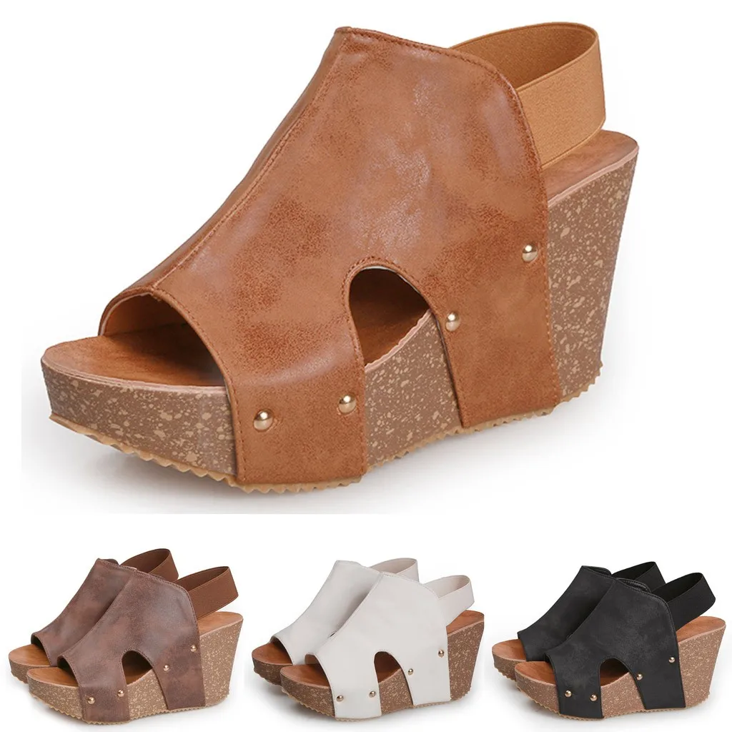 Platform Sandals High-Heeled shoes Ankle-Strap Gladiator Genuine-Leather Women Summer