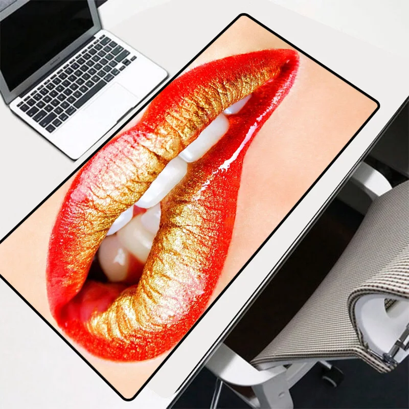 

XGZ Large Mouse Pad Sexy Lips Pattern Game Accessories Black Seam Computer PC Notebook Office Keyboard Game Mouse Pad Desk