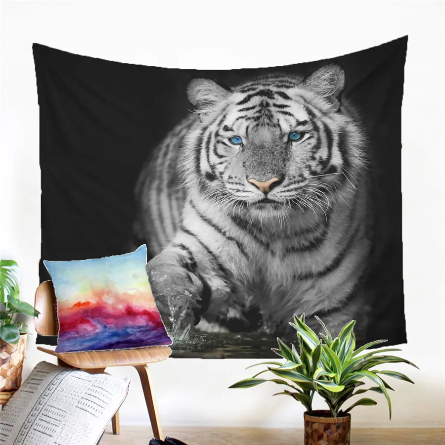 

A Tiger Tapestry Wall Hanging Sandy Beach Picnic Rug Camping Tent Sleeping Pad Home Decor Bedspread Sheet Wall Cloth