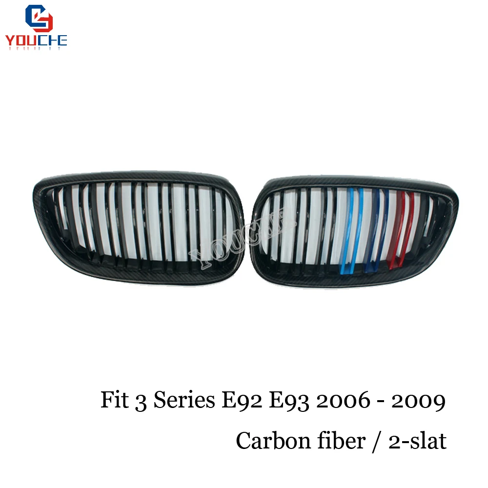 

Carbon Fiber Gloss M Color Grill Front Kidney Grille Mesh for BMW 3 Series E92 E93 2006 - 2009 Coupe Cabriolet 320i 325i 330i