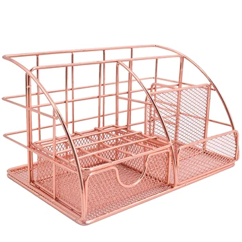 

Rose Gold Ladies Desktop Storage Box, Multi-Purpose Desktop Storage Box, with Pen Holder, Paper Storage Box and Desk Drawer Stor