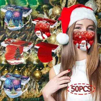 

Mascarilla 50pc Women Man Mouth Mask Disposable Christmas Face Mask Fashion 3ply Loop Mask Mouth Caps Disposable