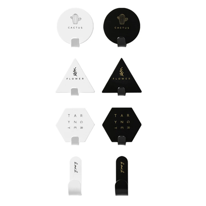 

1Set 8 Pcs Geometric Shape Wrought Iron Hooks Decorative Storage Hooks Office Home Decorations Accessories Wall Key Holder Organ