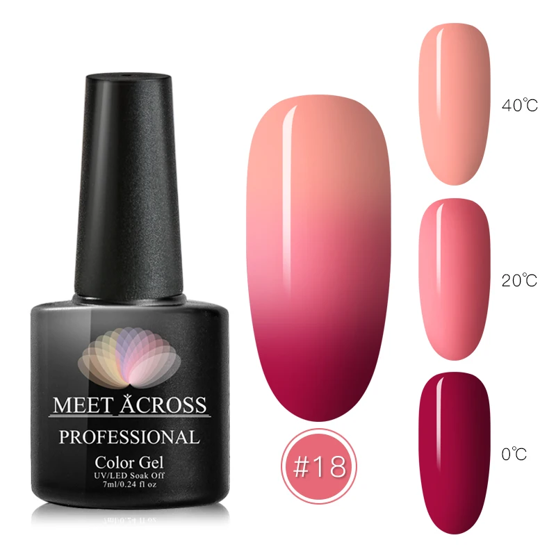 MEET ACROSS Thermal Glitter Gel Nail Polish 3 Colors Temperature Color Changing Nail Art Gel Lacquer DIY Soak Off UV Gel Varnish - Цвет: BH414