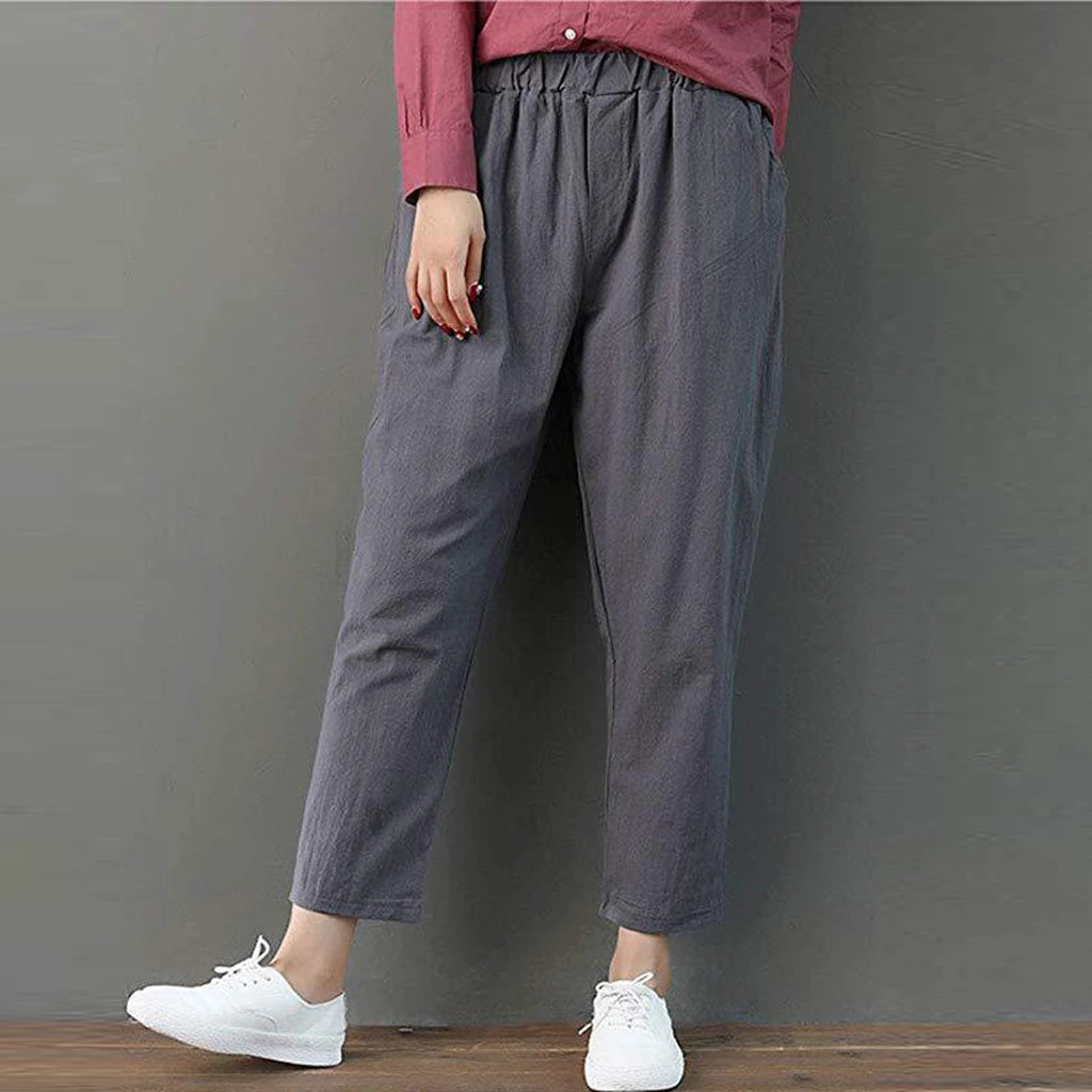 Women Autumn Summer Pants Elastic Waist Harem Shiny Sport Linen Band Pants Winter Joggers Pencil Sport Pants 808