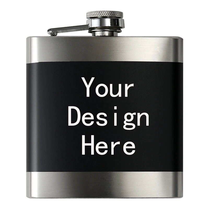 Stainless Steel 6 Oz Black JD Alcohol Hip Flask with Funnel Set of 3