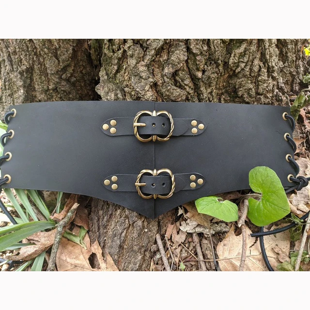 Wide Medieval Waist Belt - Black