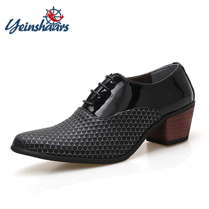 Man Dress High Heel Shoes Handmade Italian Style Party Wedding Men Shoes Leather Business Formal Elevator Men