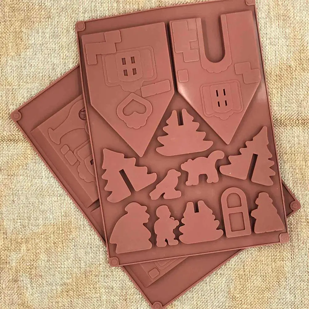 HobbyLane 2 шт./упак. поделки РОЖДЕСТВЕНСКИЕ пряничный домик силиконовые формы шоколада Fondant(сахарная) для выпечки тортов DIY выпечка печенья инструменты