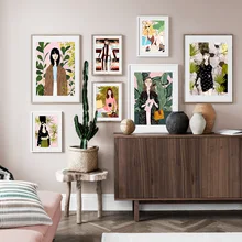 Абстрактная Мода девушка винтажный плакат на стену искусство холст живопись плакаты на скандинавскую тему и принты настенные картины для декора гостиной
