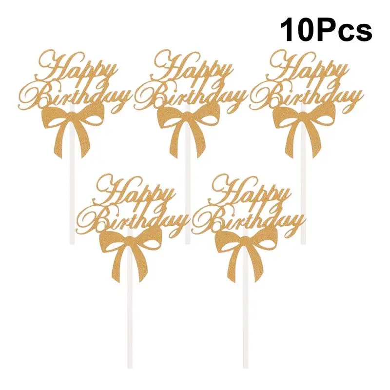 10 Uds pastel de cumpleaños feliz cumpleaños pastel decoración Topper para tarta de feliz cumpleaños decoración de fiesta