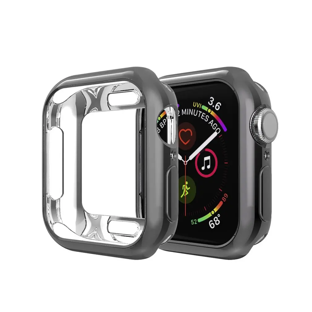 

1Pcs Protective Shell Plating Silicon Shell Rubber Anti-Fall Sleeve Tpu Fashion Protective Shell Square Hole For Apple Watch