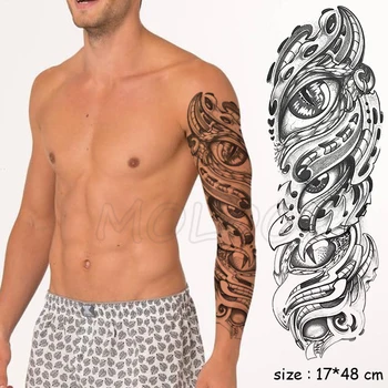

Full Arm Waterproof Temporary Tattoo Sticker big eye mechanical pattern Fake Tatoo Stickers Flash Tatto body art for Man Woman