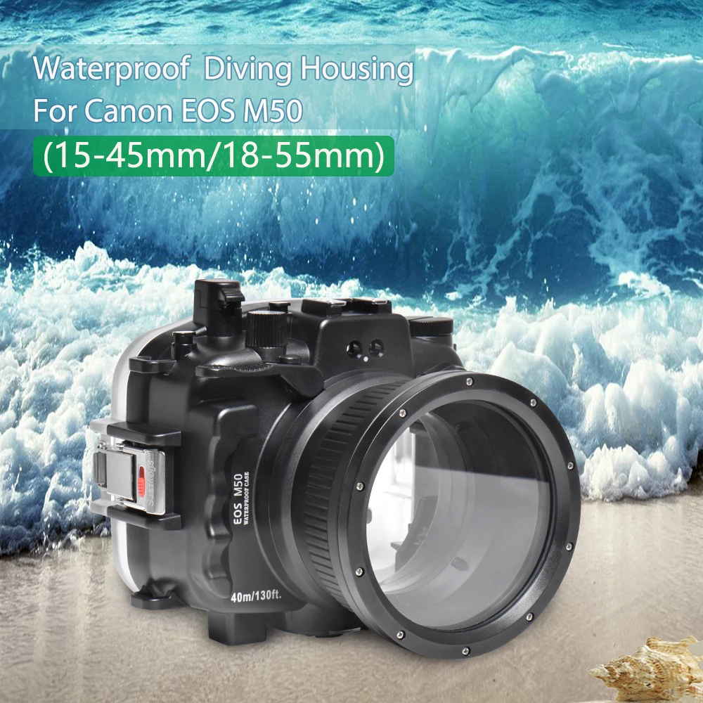 Водонепроницаемый чехол для камеры Canon EOS M50 40M Корпус для подводной камеры для дайвинга и плавания с объективом 18-55 мм/22 мм 1 шт