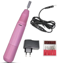 Электрический сверлильный станок для ногтей, маникюрная ручка, инструмент для педикюра, пилочка для акрилового дизайна ногтей, 6 сверл, полировальная машинка для ногтей