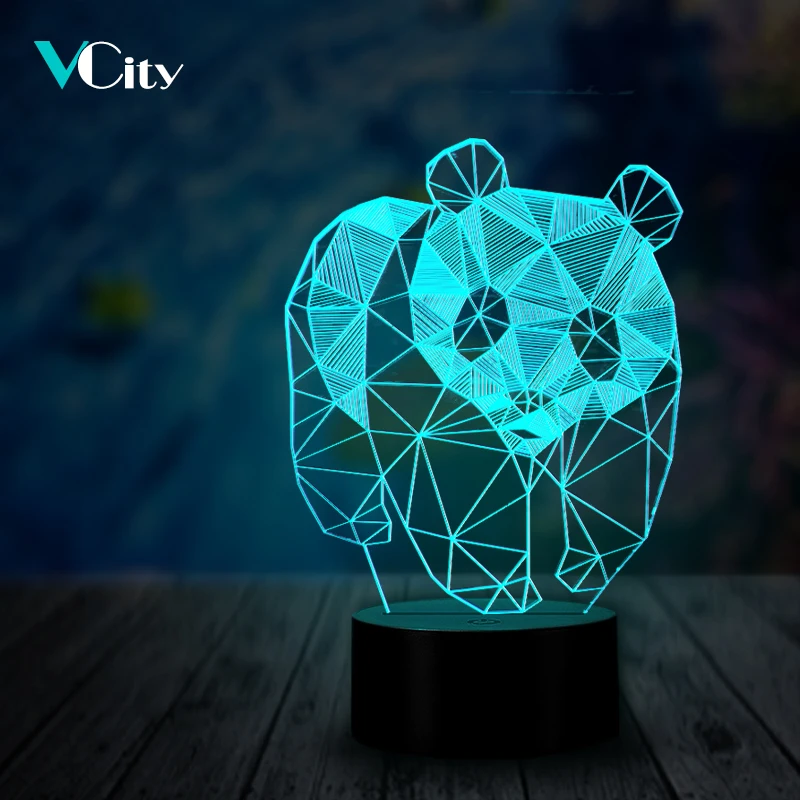 

VCity Cute Panda 3D Lamp 7 Colors Change USB LED Nightlight Amazing Visualization Optical Gift For Kid Home Desk Beside Lighting