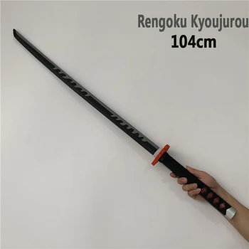 

104cm Kimetsu no Yaiba Sword Weapon Demon Slayer Rengoku Kyoujurou Cosplay Sword 1:1 Anime Ninja Knife PU toy gray