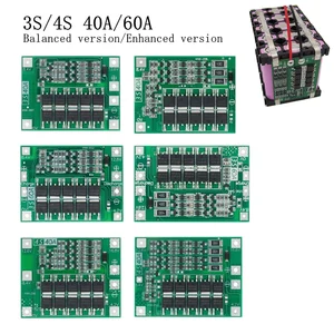 Защитная плата зарядного устройства литий-ионной батареи 3S 4S 40A 60A 18650 BMS для двигателя перфоратора 11,1 В 12,6 в/14,8 в 16,8 в с увеличителем баланса