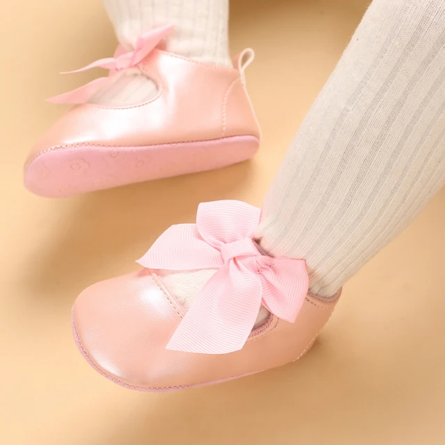 Newborns Fashion Solid Color Casual Shoes Princess Shoes Soft-soled Sneakers 0-18 Months Baby Bed Shoes Baby Walking Shoes C-372