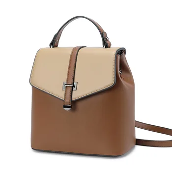 

New Panelled Women Backpack Split Cow Leather Double Switch Single Shoulder Bag Women's Crossbody Bags Travel Outdoor Street