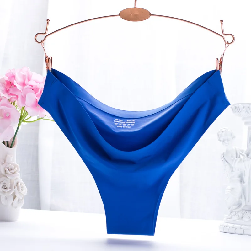 

fashion thong ice silk seamless sexy breathable sexy pure color low-rise panties women underwear briefs tanga lingerie string