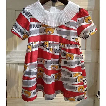 

Fashion Baby Girls Short Sleeve Dresses Summer Toddler Kids Girls Casual Dress Girl Cartoon Bear Clothes Children Princess Dress