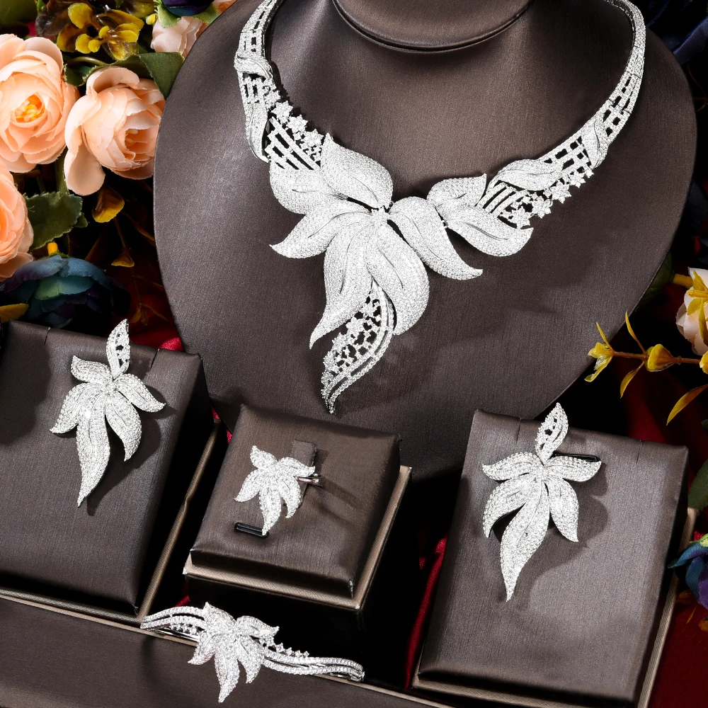 New Luxury 4Pcs African Jewelry Sets for Women Wedding Naija Dubai India Set Cubic Zirconia Bridal | Украшения и аксессуары