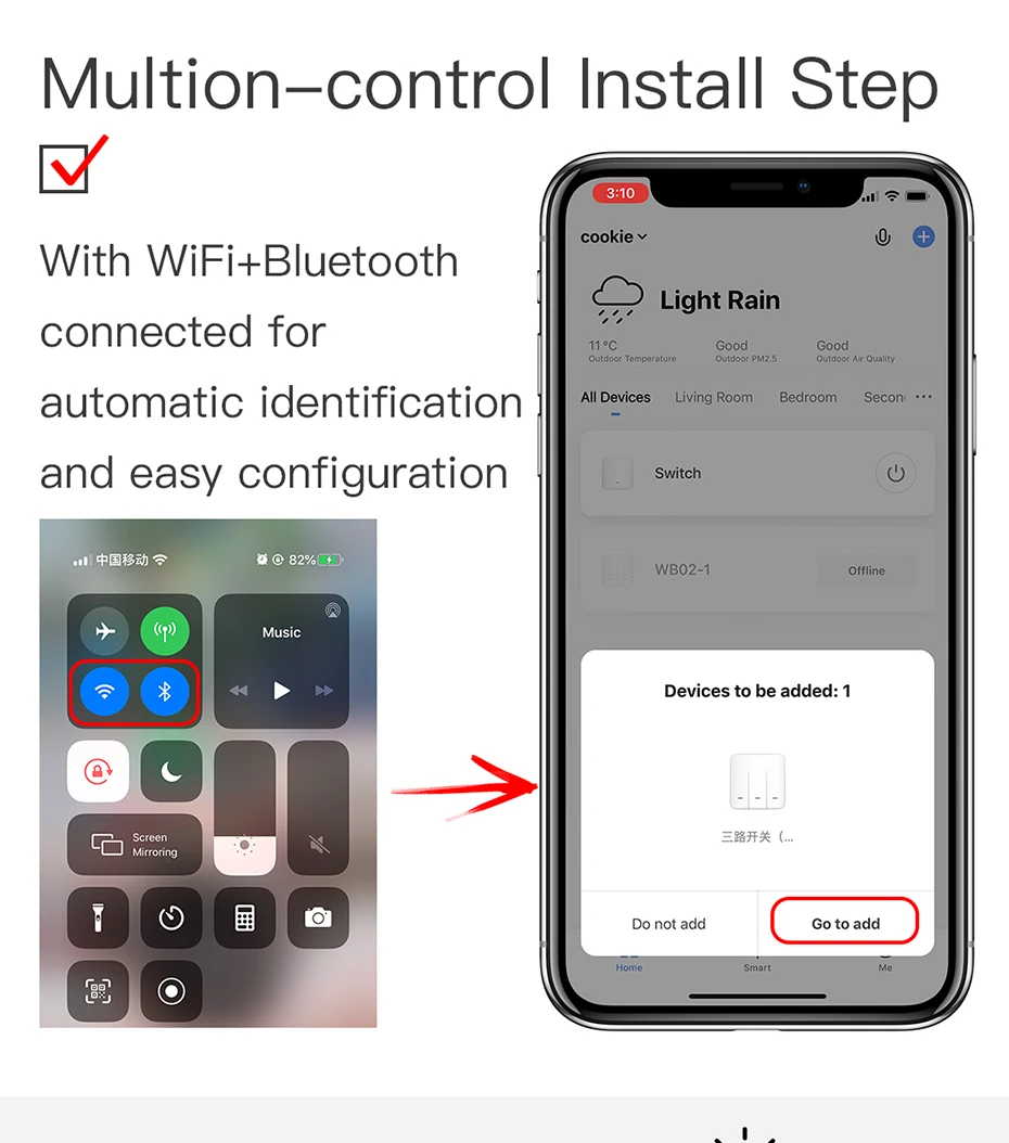 Interruptores de Luz Triplo Duplo, Tuya Smart
