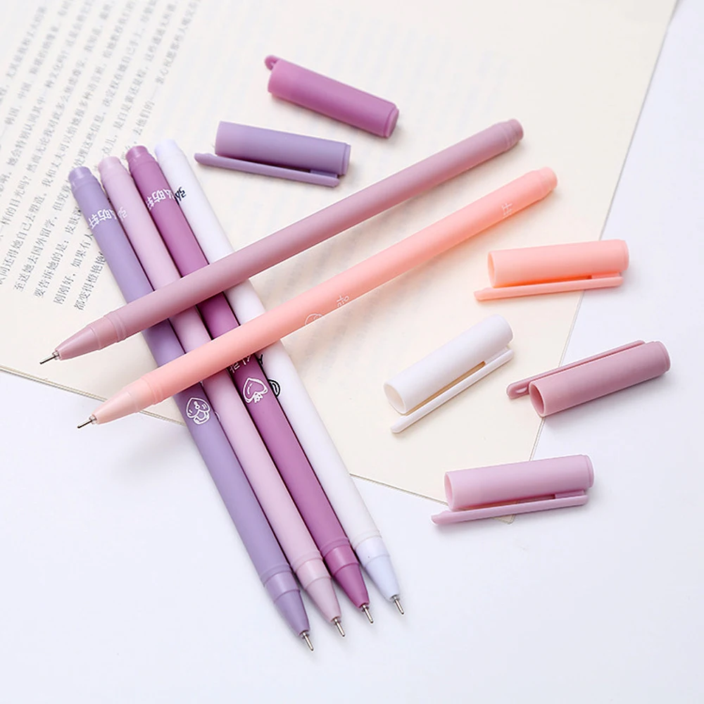 6Pcs/set Creative Morandi Simple Small Fresh Gel Pen Kawaii Quick Drying Cap Neutral Pen Student Ballpoint Pen Journal Supplies