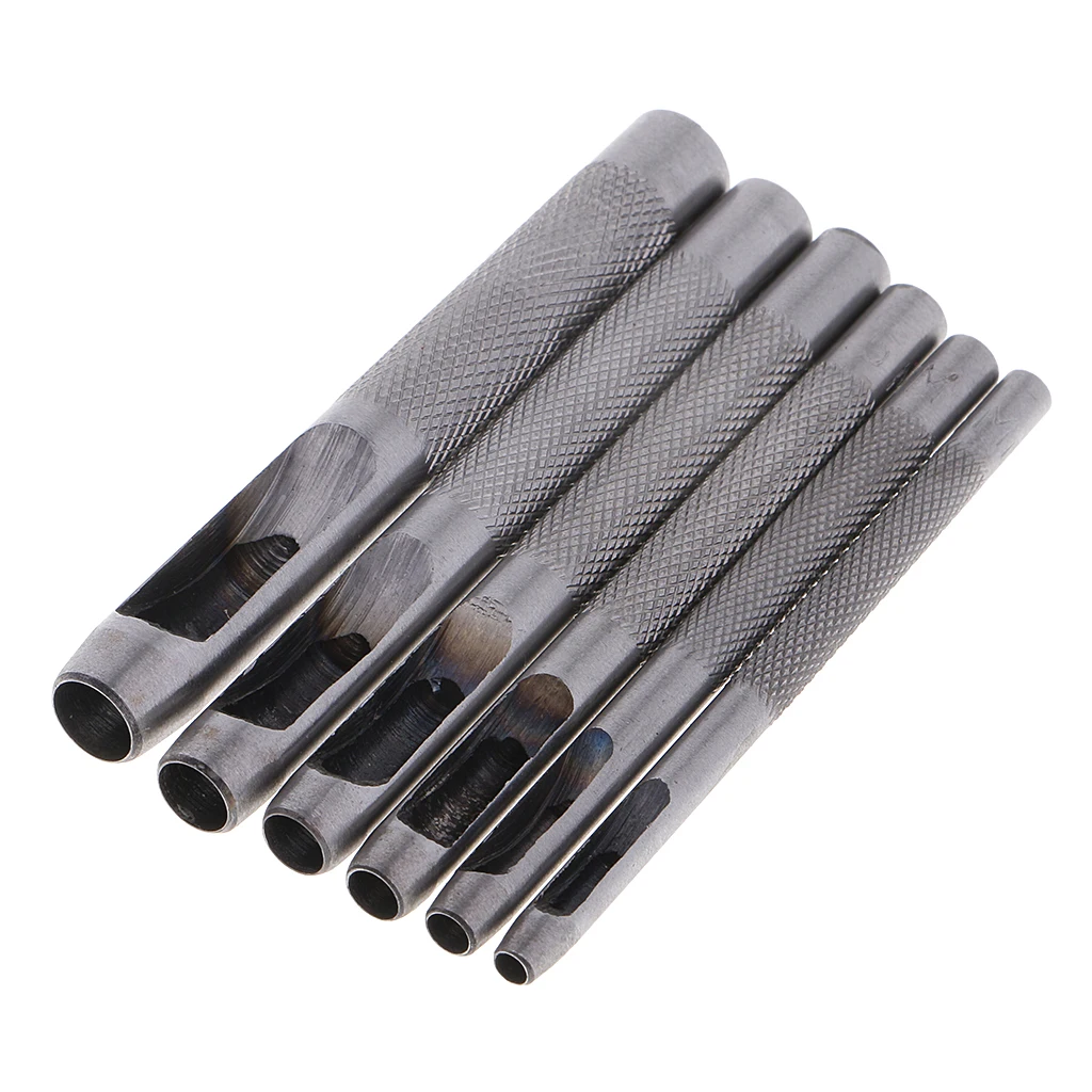 6pcs Hollow Punch Set Hole Cutting Leather Plastic Paper Gaskets Tools