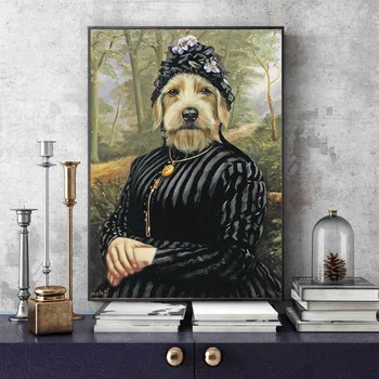 

Abstract Oil Painting European Vintage Animal Pet Dog Portrait Poster Printing Oil Painting Wall Pictures for Living Room
