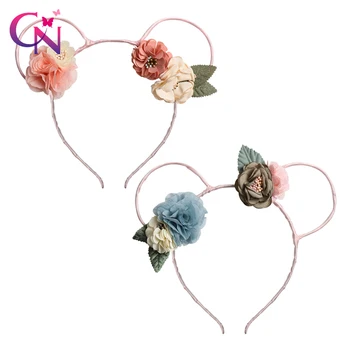 

CN 6 Pcs/lots Hairband For Girls Artificial Organza Floral Headband Easter Bunny Hair Hoop Children Party Hair Accessories