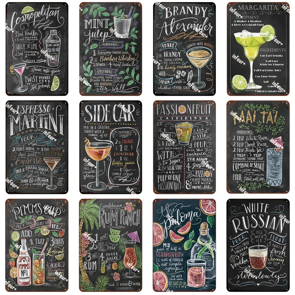 [InFour +] Новые металлические знаки Sangria для бара коктейлей домашний декор винтажные