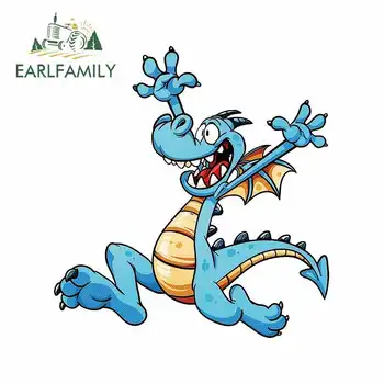 

EARLFAMILY 13cm x 12.3cm for Blue Dinosaur Motorcycle Stickers Vinyl Car Wrap Waterproof 3D VAN Decoration Car Decals
