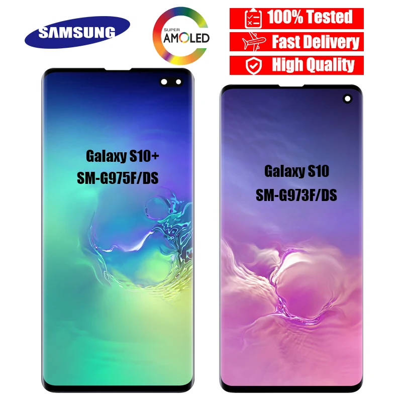 ЖК-дисплей 6 1/6 4 дюймов для Samsung Galaxy S10 SM-G973F G973 Plus G975 SM-G975F сменный сенсорный экран с