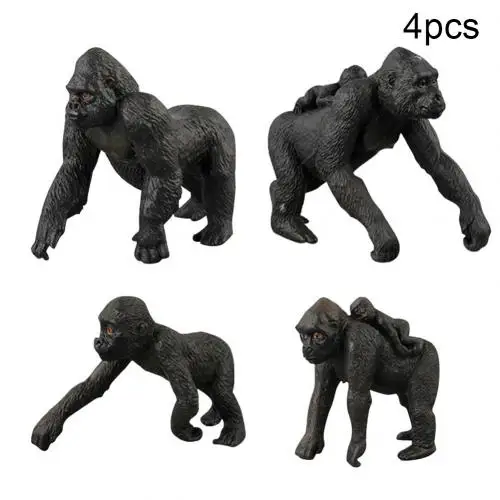 4pcs Моделирование гориллы диких животных фигурка цельная модель детские развивающие игрушки для детей подарок - Цвет: 4pcs