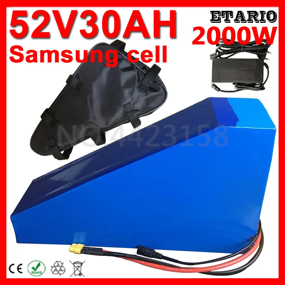52V 30Ah Ebike Battery 2000W 1000W Lithium 26Ah 25Ah 20Ah 18Ah 15Ah Electric Bike Batterie use Samsung Cell | Спорт и развлечения