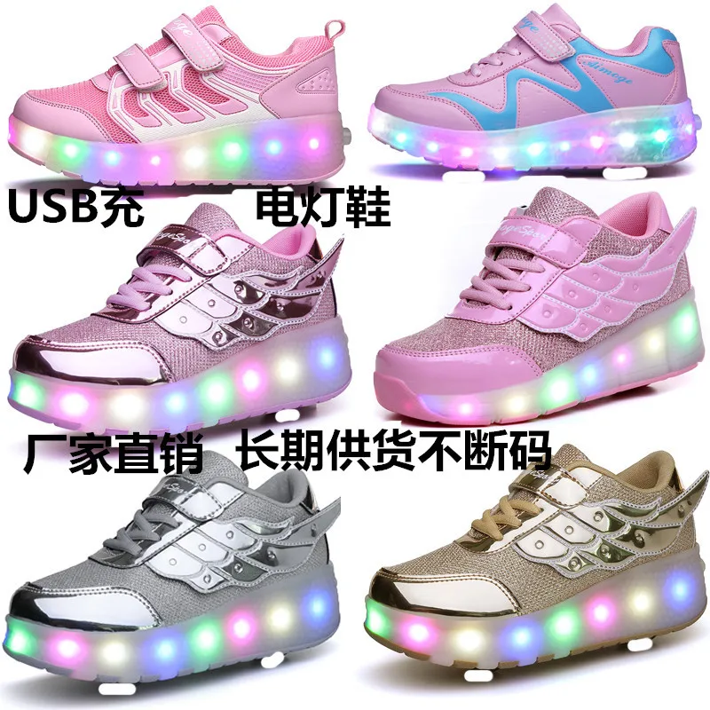 Heelys светящаяся обувь с зарядкой от usb, кроссовки с колесами, светодиодный светильник, спортивные роликовые коньки для детей, мальчиков и девочек, светодиодные кроссовки