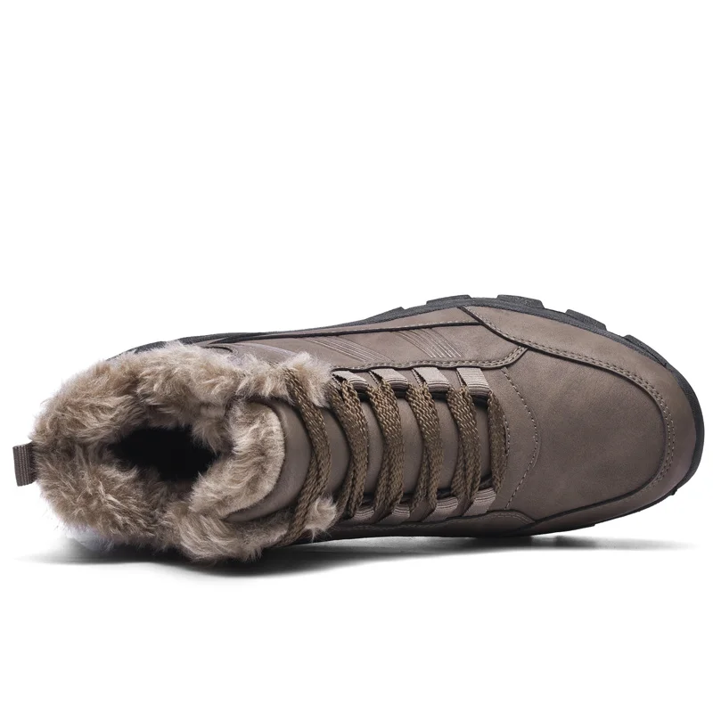 Adisputent Warm Winter Man Boots With Fur Snow Boots Waterproof Winter Work Shoes Men Footwear Fashion Rubber Ankle Shoes